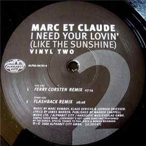 Download Marc Et Claude - I Need Your Lovin' (Like The Sunshine)