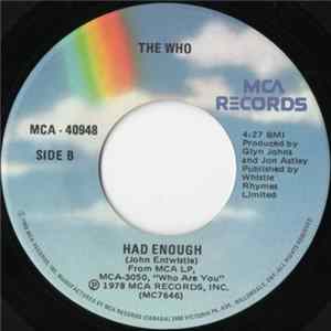 Download The Who - Had Enough / Who Are You